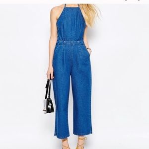 ASOS DENIM HALTER JUMPSUIT